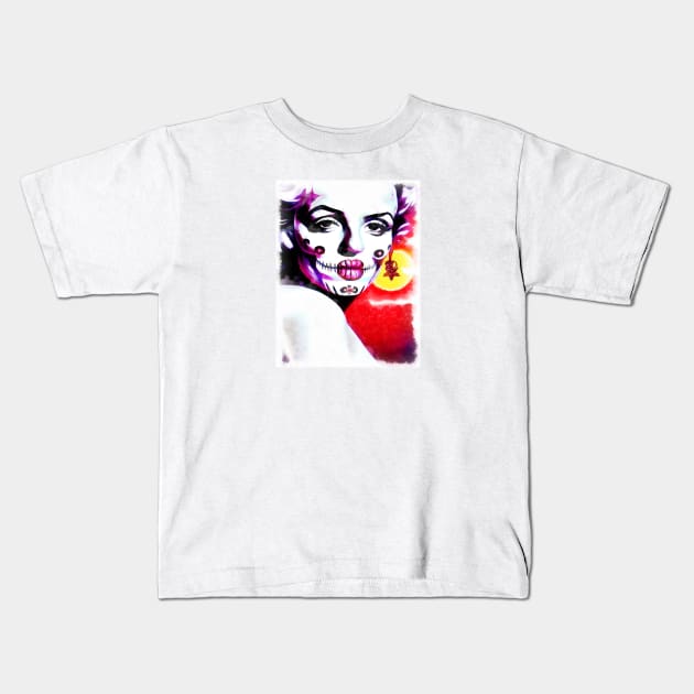 Marilyn Monroe with sugar skull make up Kids T-Shirt by AnnArtshock